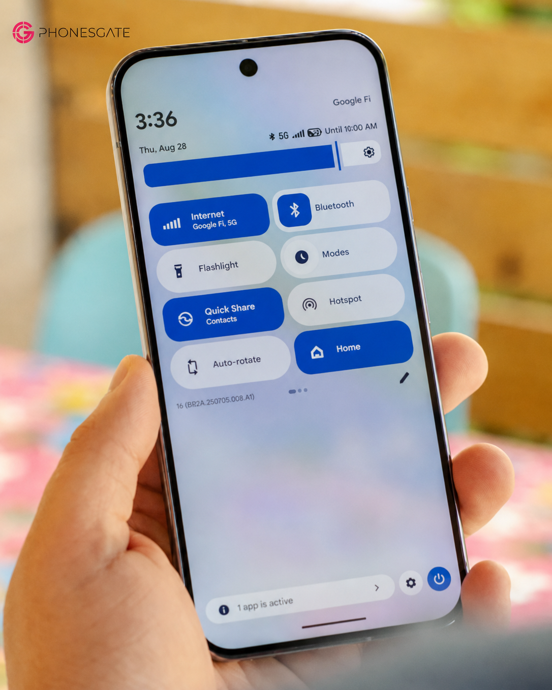 Android Quick Settings with refined tiles and spacing
