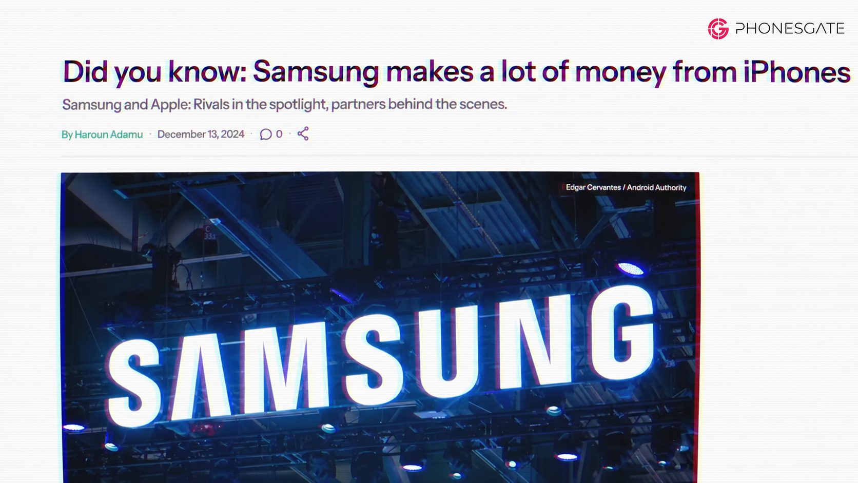 PhonesGate graphic about Samsung earning money from iPhone component supply