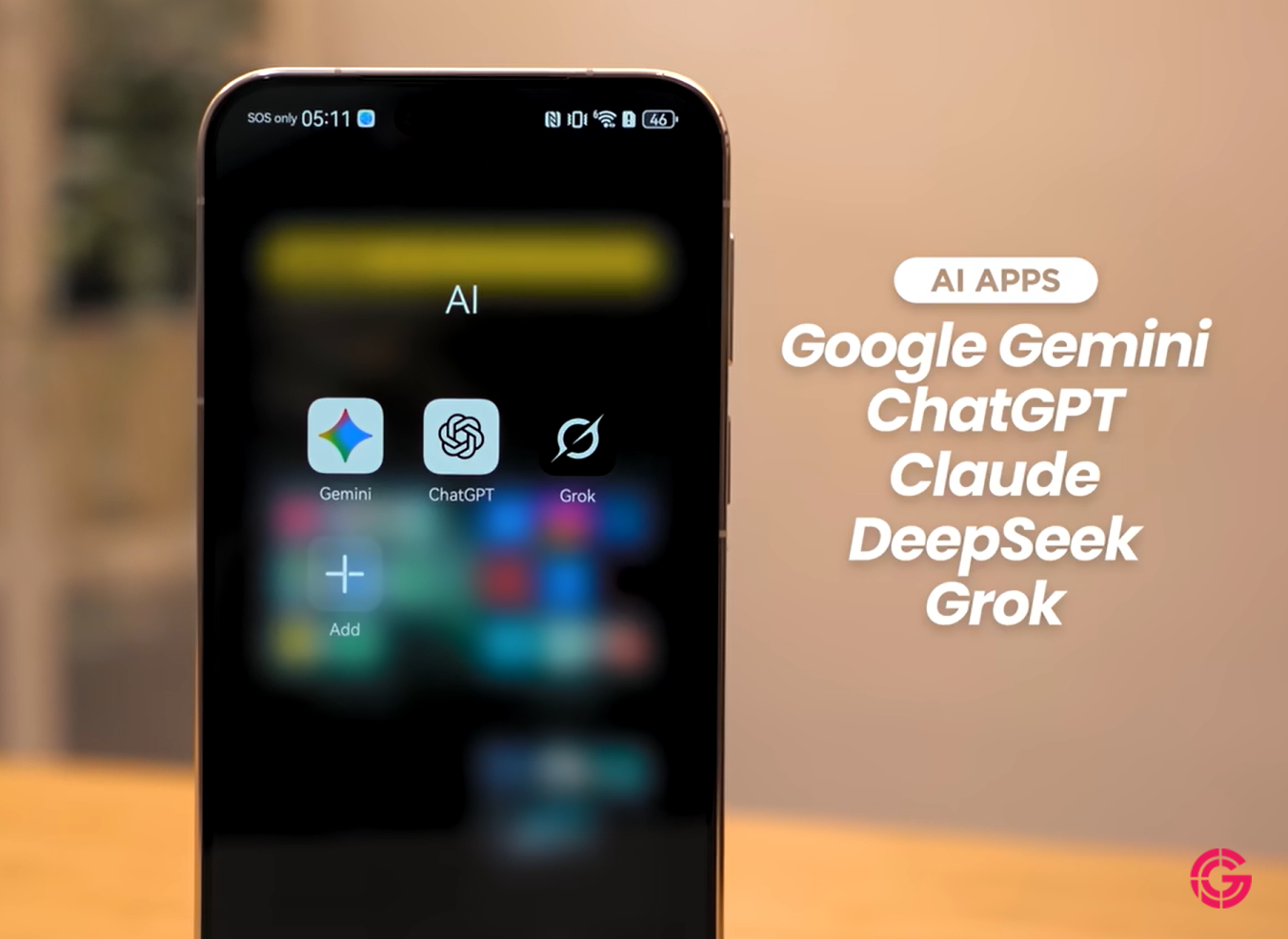 Huawei Mate 80 Pro showing AI apps including Gemini, ChatGPT, Claude, DeepSeek and Grok