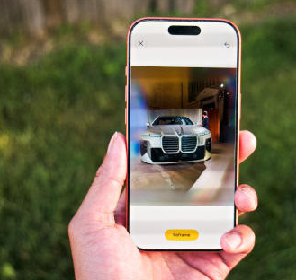 iPhone displaying an AI assisted photo reframing interface