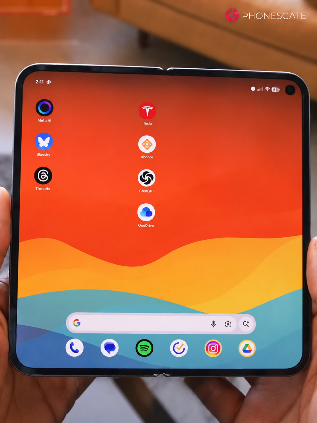Google Pixel 10 Pro Fold opened with apps and widgets on the large inner display