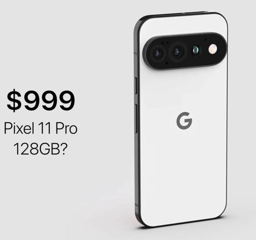 Unofficial Pixel 11 Pro concept with speculative 999 dollar price and 128GB storage