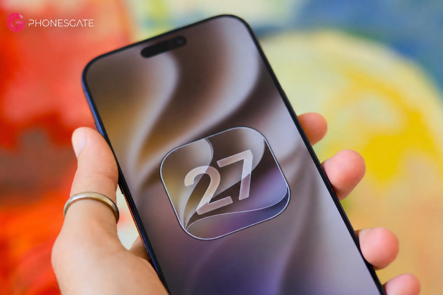 iPhone lock screen showing a compact translucent clock design