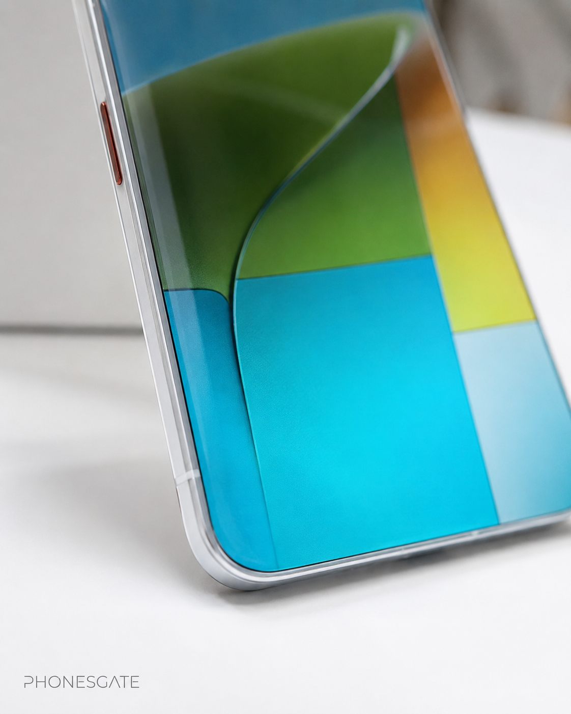 PhonesGate close-up concept visual showing a smartphone display extending to the metal edge