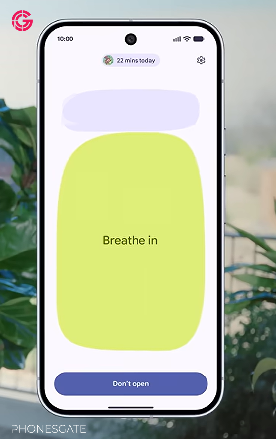 Android Pause Point interface prompting the user to breathe before opening an app