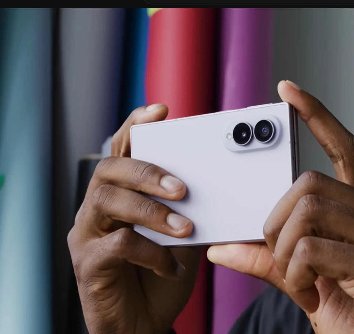 Close-up of the Galaxy Z Fold 8 back design in a light lavender finish