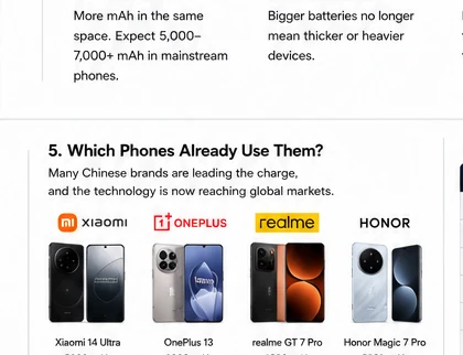 Smartphones representing silicon-carbon battery adoption
